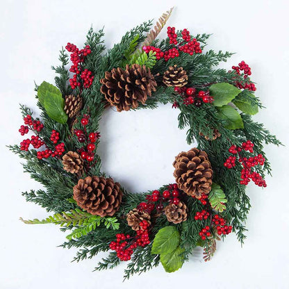 Christmas Wreath | Vibrant Red Berries and Lush Cypress Leaves for Front Door or Outdoor Decor 1