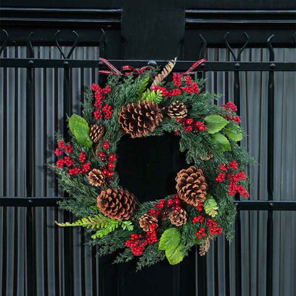 Christmas Wreath | Vibrant Red Berries and Lush Cypress Leaves for Front Door or Outdoor Decor 2