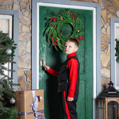 Christmas Wreath | Vibrant Red Berries and Lush Cypress Leaves for Front Door or Outdoor Decor 3