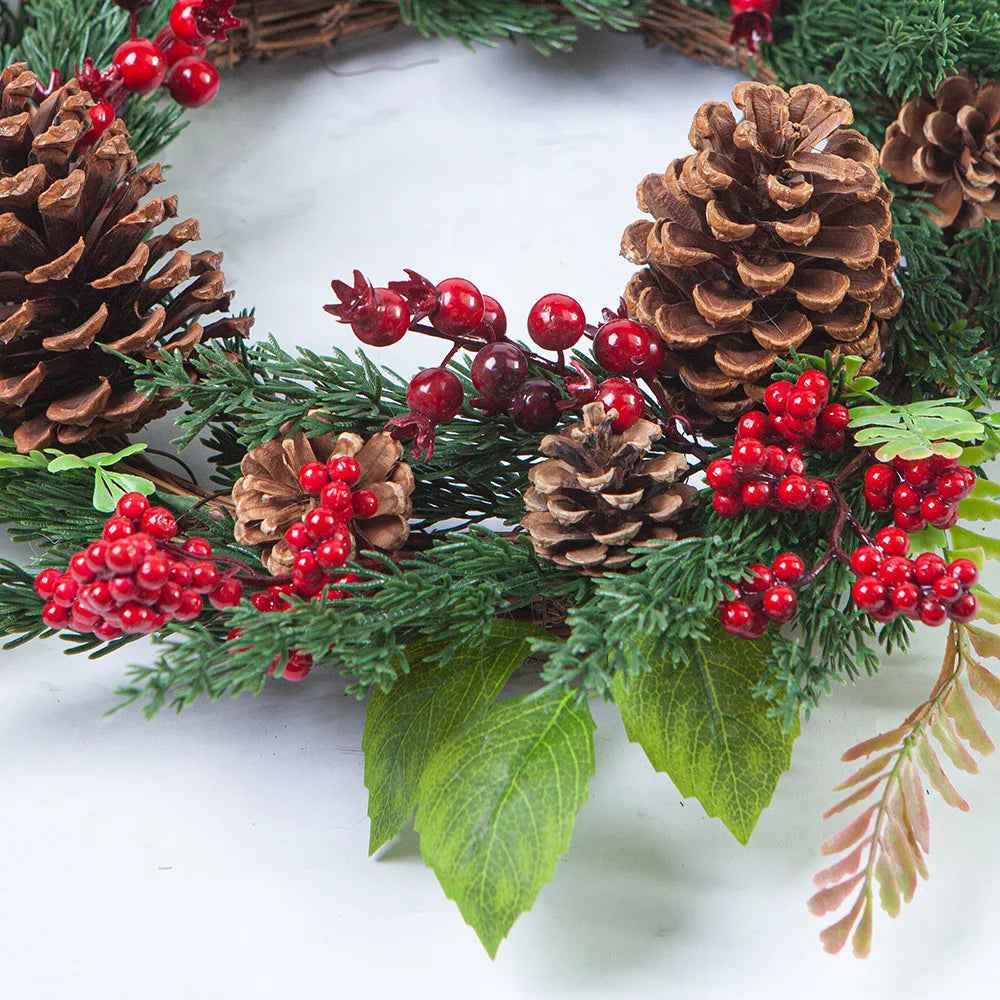 Christmas Wreath | Vibrant Red Berries and Lush Cypress Leaves for Front Door or Outdoor Decor 4