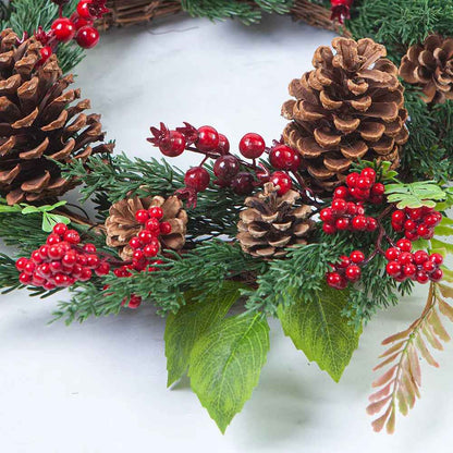 Christmas Wreath | Vibrant Red Berries and Lush Cypress Leaves for Front Door or Outdoor Decor 4