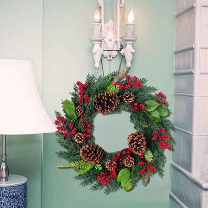 Christmas Wreath | Vibrant Red Berries and Lush Cypress Leaves for Front Door or Outdoor Decor 6