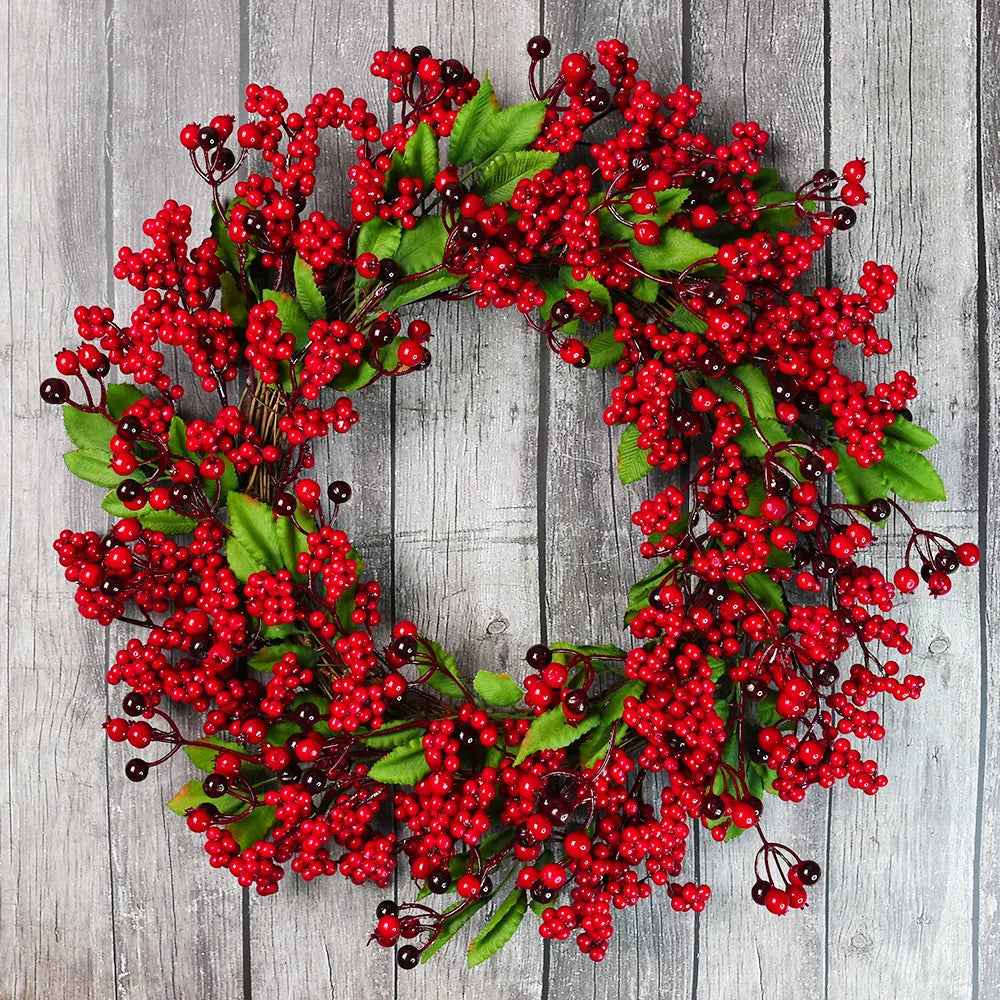 Christmas Wreath | Vibrant Red Berries and Lush Cypress Leaves for Front Door or Outdoor Decor 7