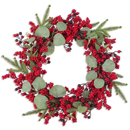 Christmas Wreath | Vibrant Red Berries and Lush Cypress Leaves for Front Door or Outdoor Decor 8