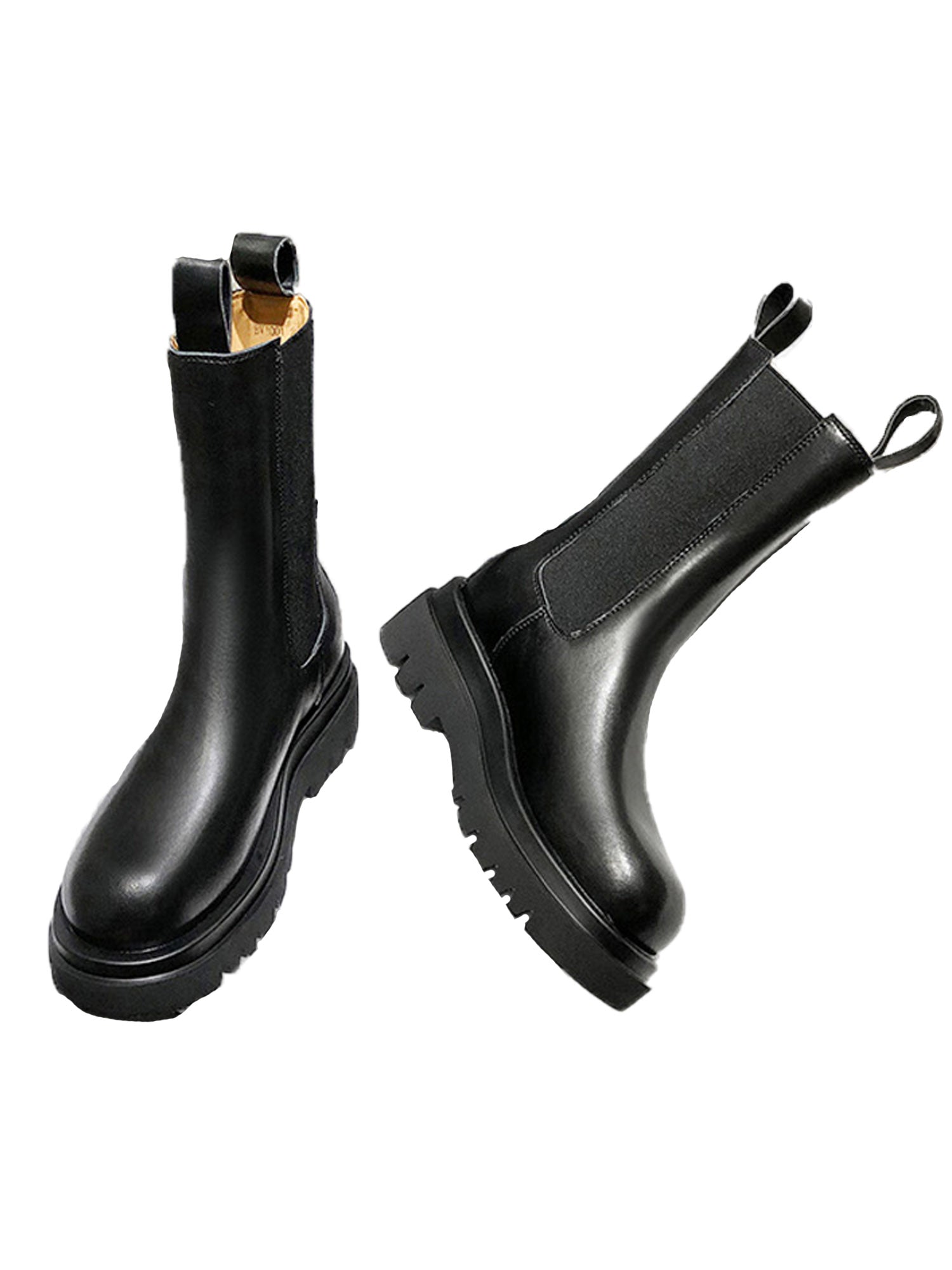 Chunky Black Boots | Comfortable Elastic Design with Soft Leather Upper 2