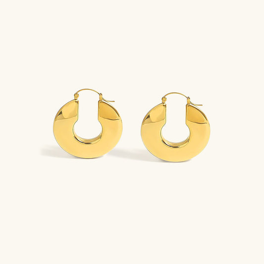 Chunky Hoop Earrings | 18k Gold Plated, Hypoallergenic & Waterproof 0