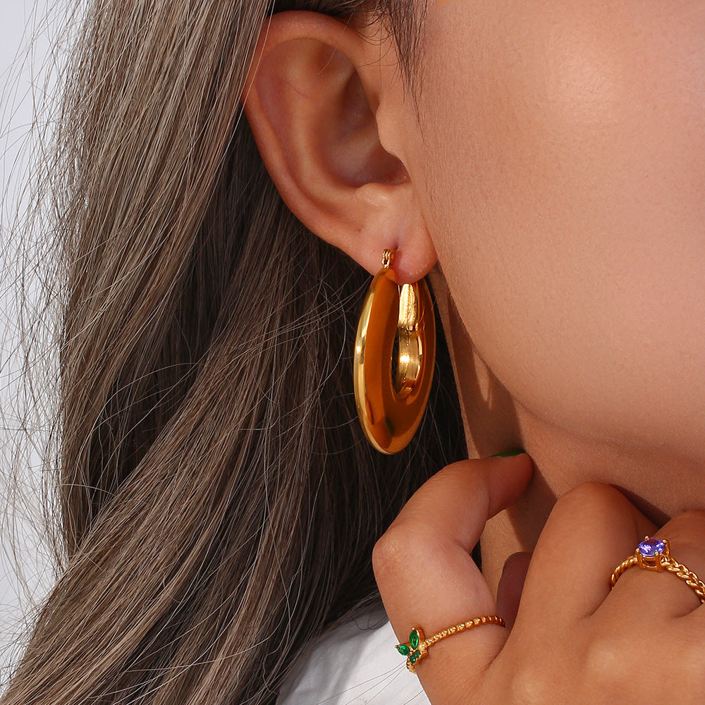Chunky Hoop Earrings | 18k Gold Plated, Hypoallergenic & Waterproof 1