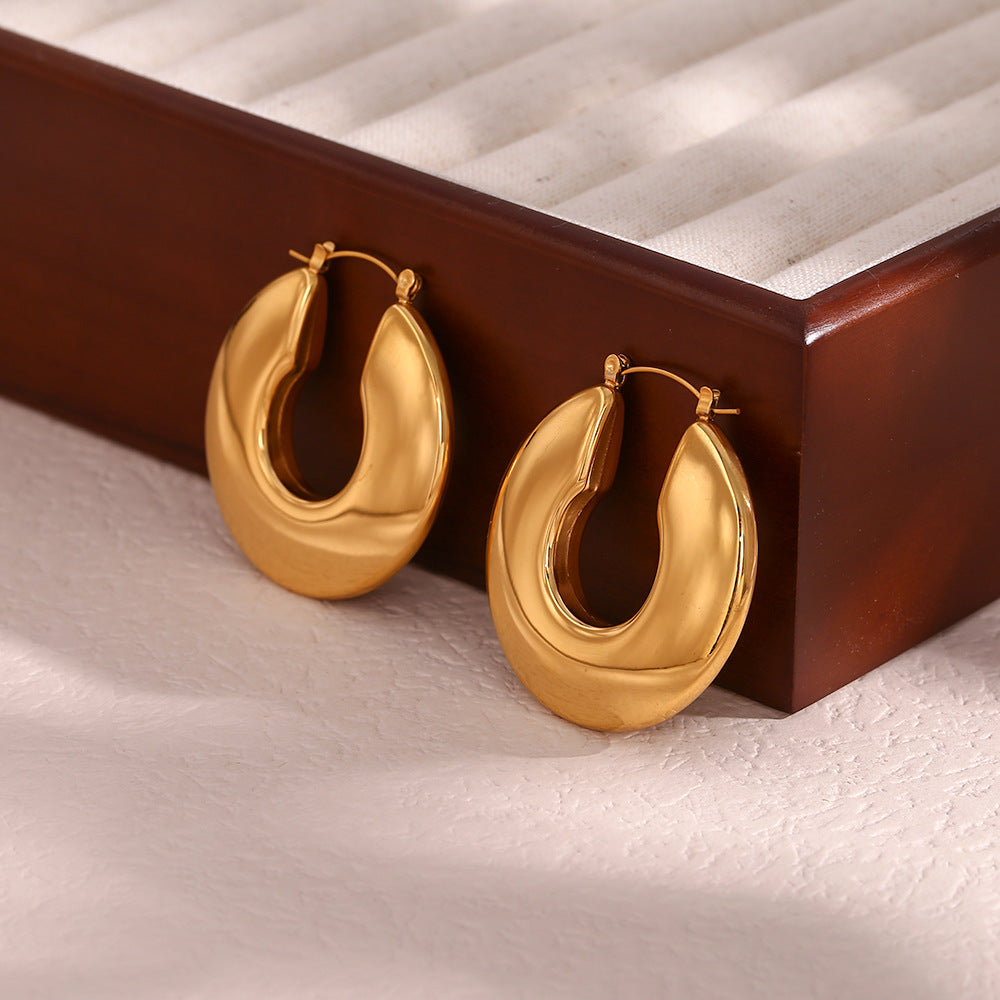 Chunky Hoop Earrings | 18k Gold Plated, Hypoallergenic & Waterproof 2