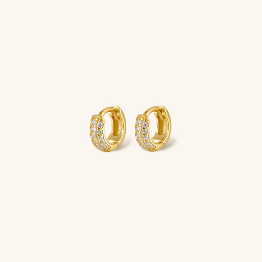 Chunky Huggie Earrings | Gold-Plated 925 Sterling Silver with Sparkling Diamond Simulants 0