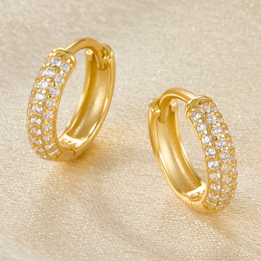 Chunky Huggie Earrings | Gold-Plated 925 Sterling Silver with Sparkling Diamond Simulants 4