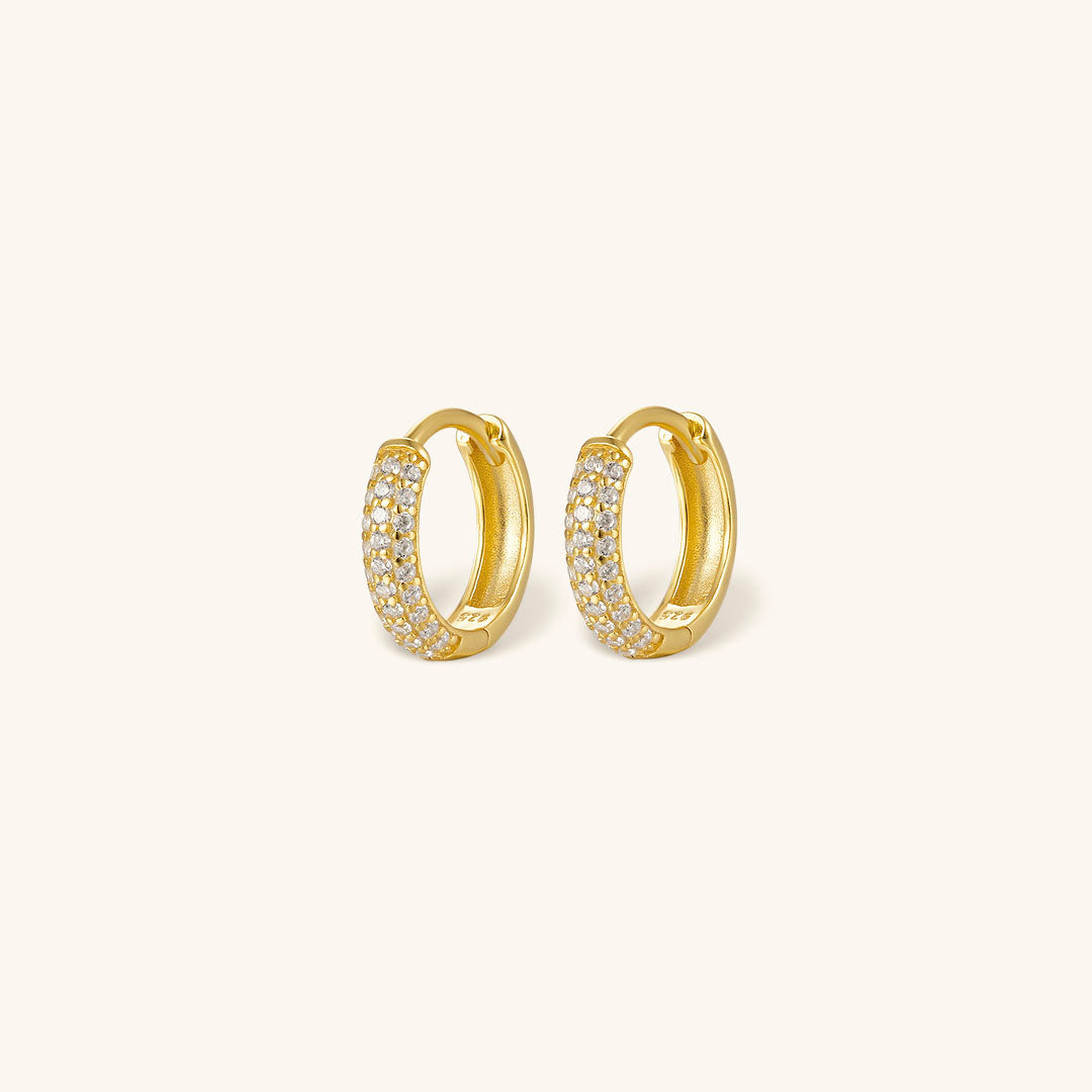 Chunky Huggie Earrings | Gold-Plated 925 Sterling Silver with Sparkling Diamond Simulants 6