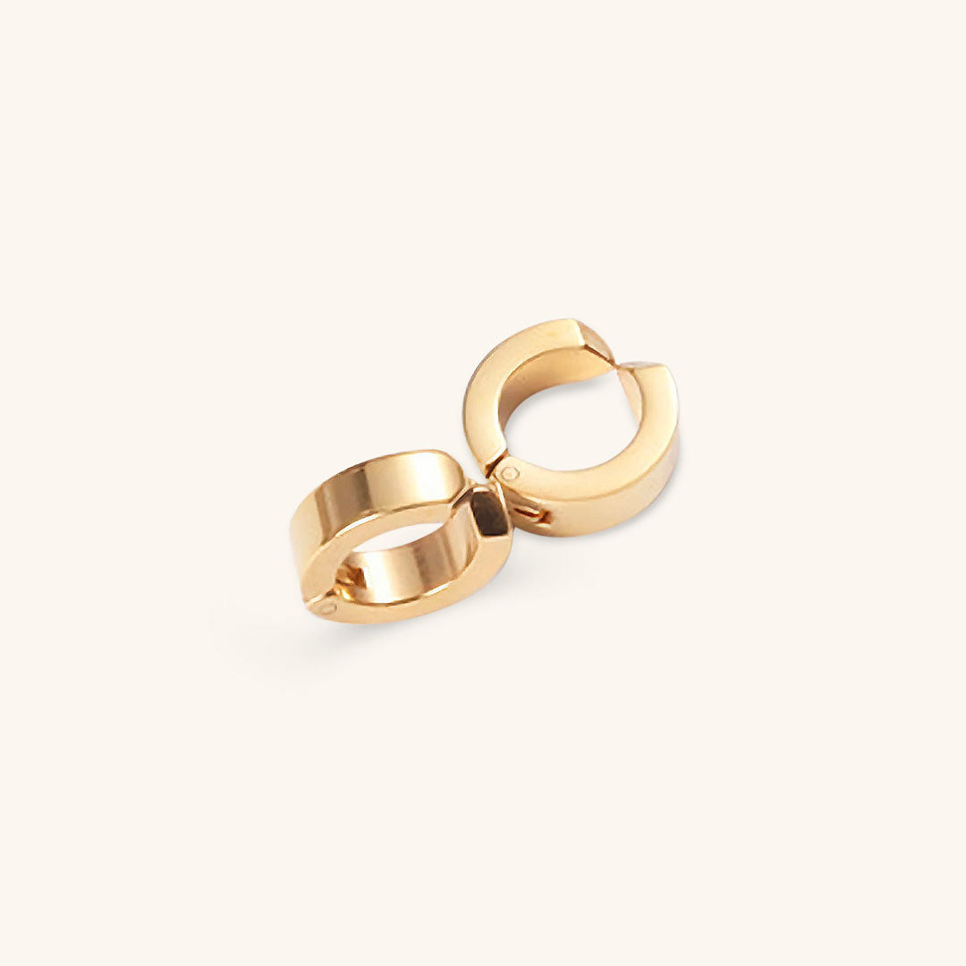 Chunky Huggie Earrings | Hypoallergenic Stainless Steel with Gold Plating 0