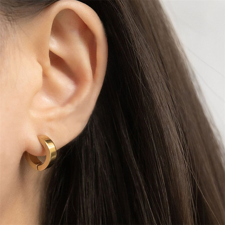 Chunky Huggie Earrings | Hypoallergenic Stainless Steel with Gold Plating 1