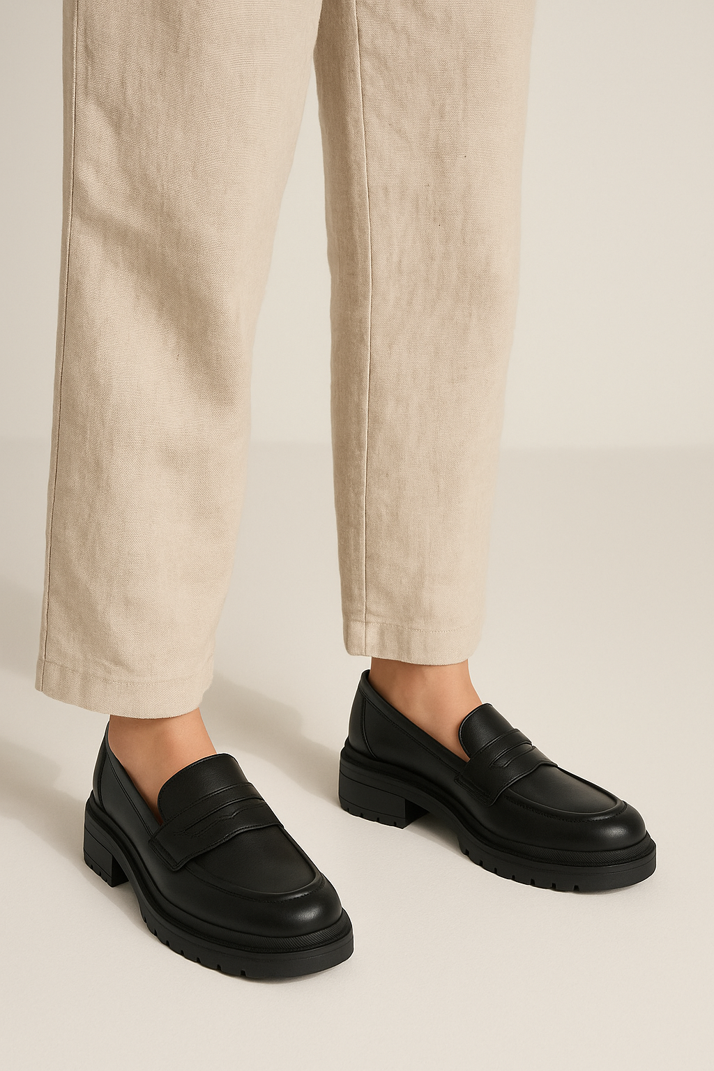 Chunky Loafers for Women | Sleek PU Leather Upper with Reinforced Sole 1