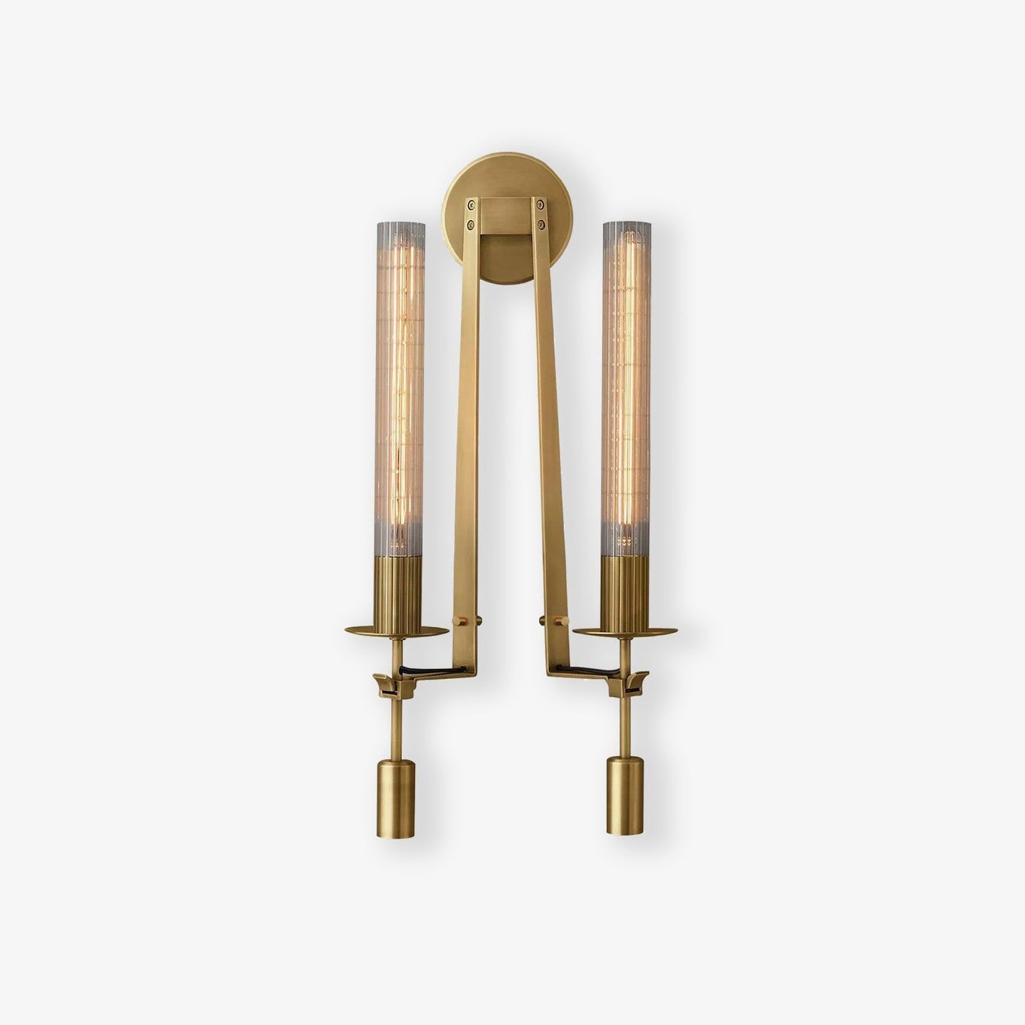 Classic Brass Wall Sconce | Ribbed Glass Shade for Warm Glow 1