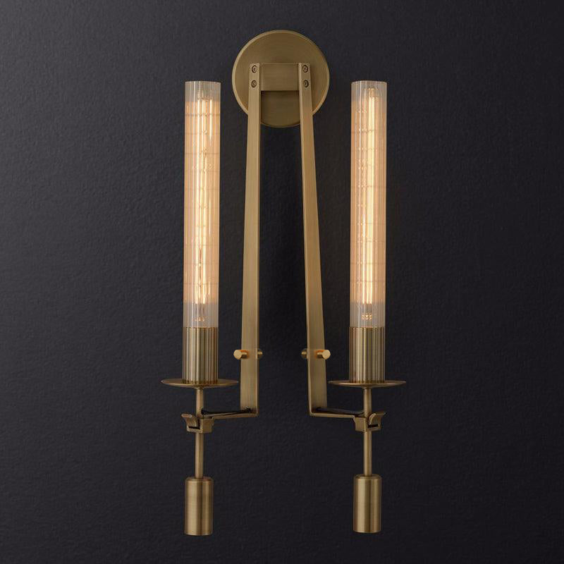 Classic Brass Wall Sconce | Ribbed Glass Shade for Warm Glow 10