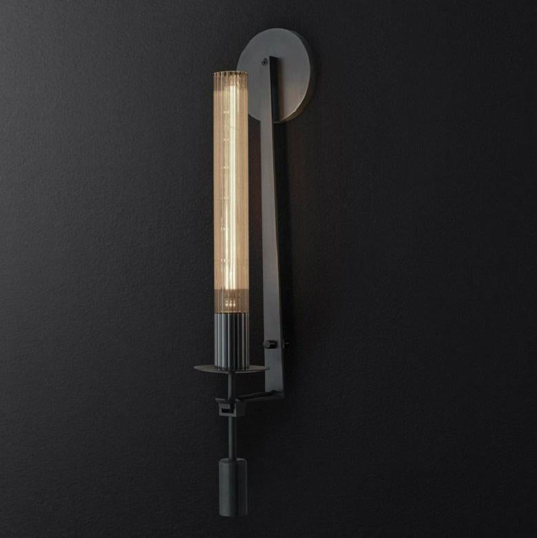 Classic Brass Wall Sconce | Ribbed Glass Shade for Warm Glow 11