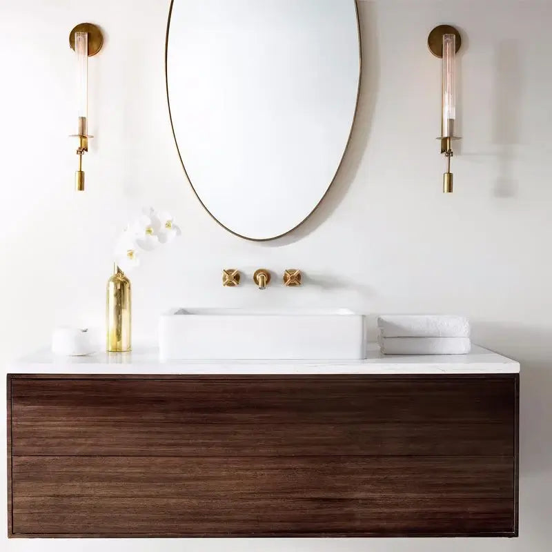 Classic Brass Wall Sconce | Ribbed Glass Shade for Warm Glow 8