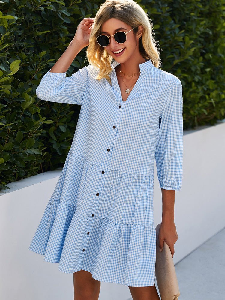 Classic Checkered Summer Dress for Women, Flowy Silhouette, Lightweight Fabric, Casual Elegance 0