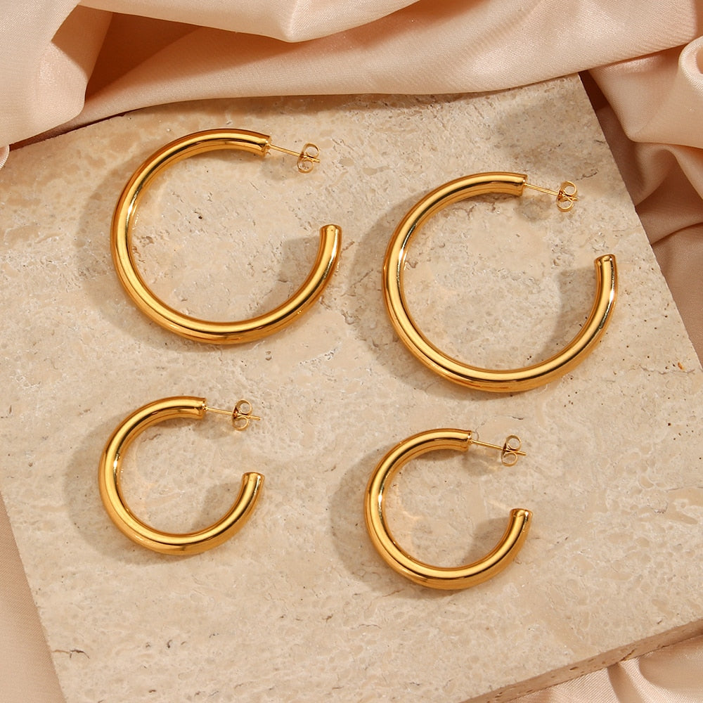 Classic Hoop Earrings | Tarnish-Free Stainless Steel with Secure Closure 2