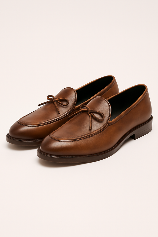 Classic Leather Loafers for Women | Elegant PU with Bow Detail and Slip-Resistant Sole 0