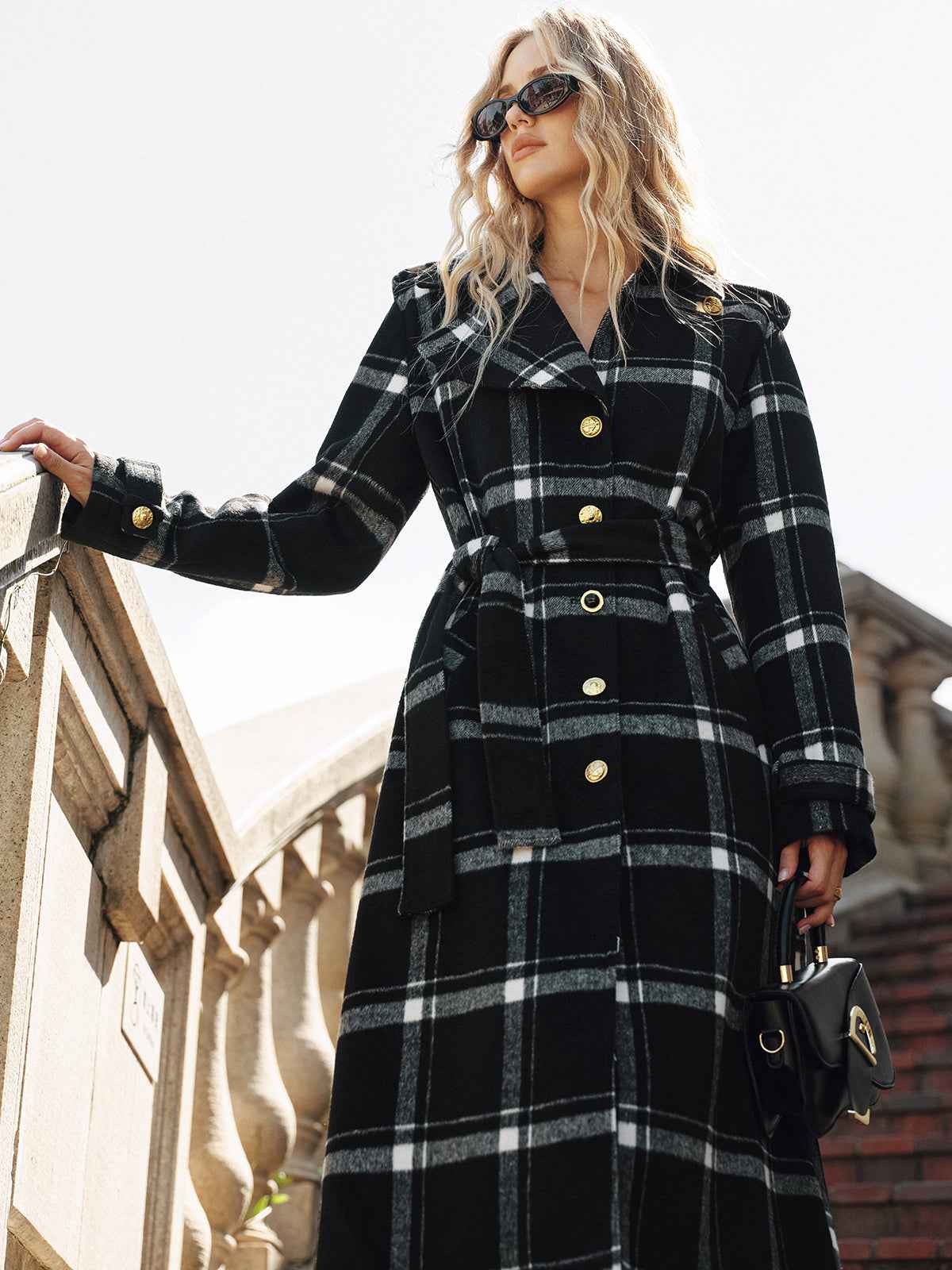 Classic Long Trench Coat | Warm Wool Blend with Stylish Plaid Design 1
