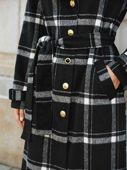 Classic Long Trench Coat | Warm Wool Blend with Stylish Plaid Design 5