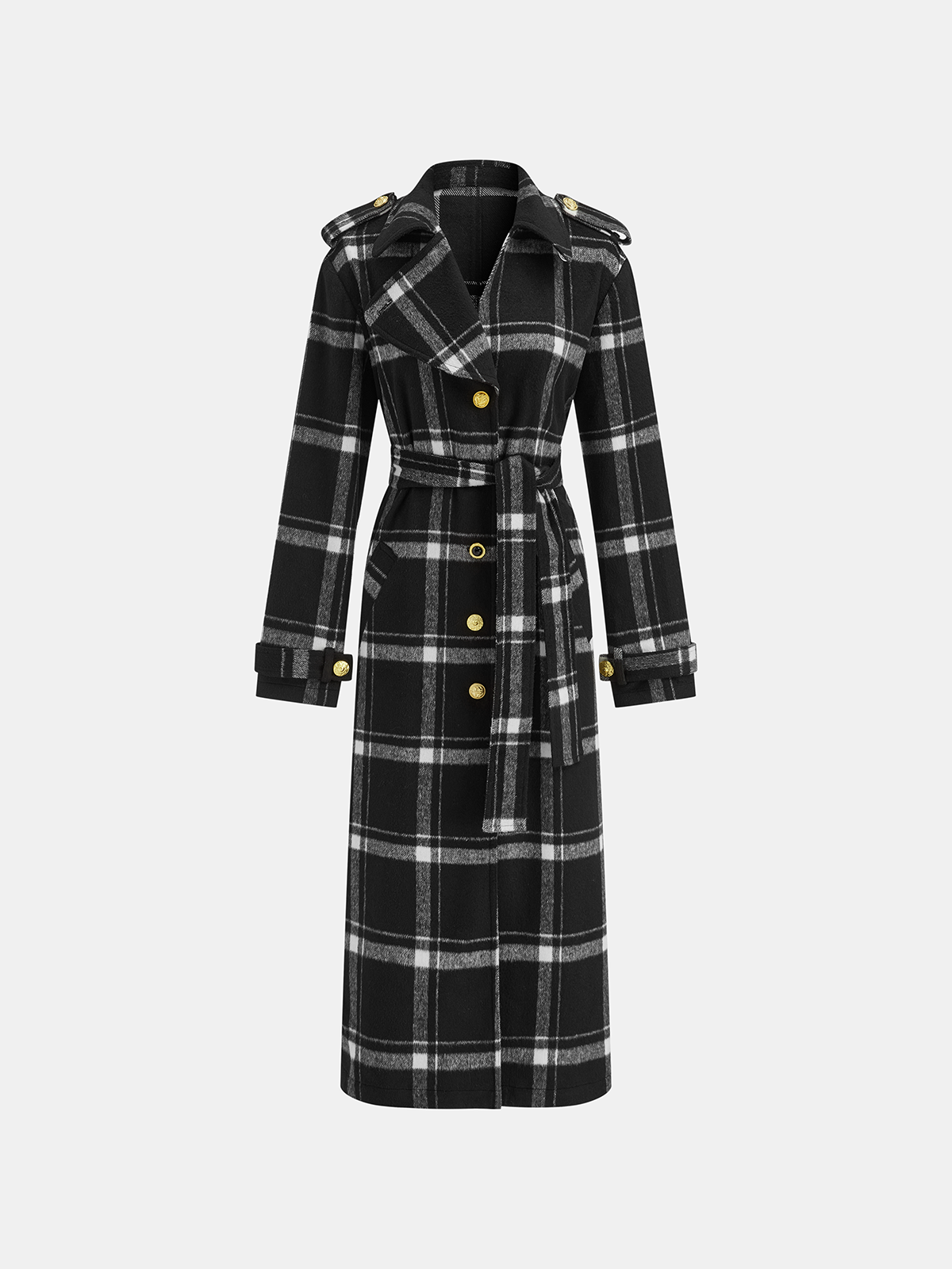 Classic Long Trench Coat | Warm Wool Blend with Stylish Plaid Design 7