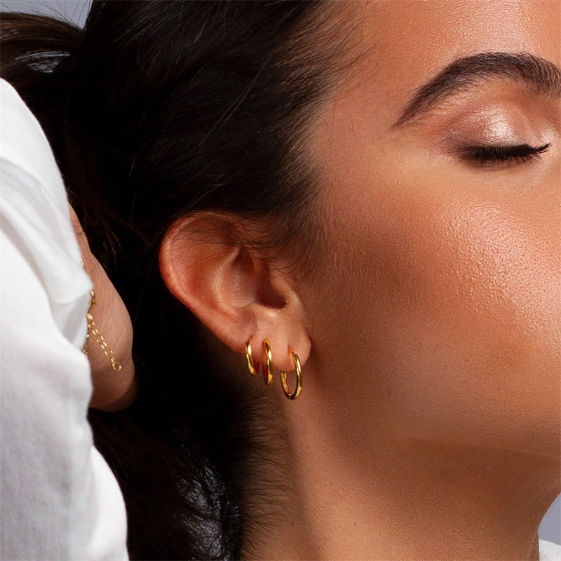 Classic Round Hoop Earrings | Ethically Sourced Stainless Steel with 14k Gold Plating 2