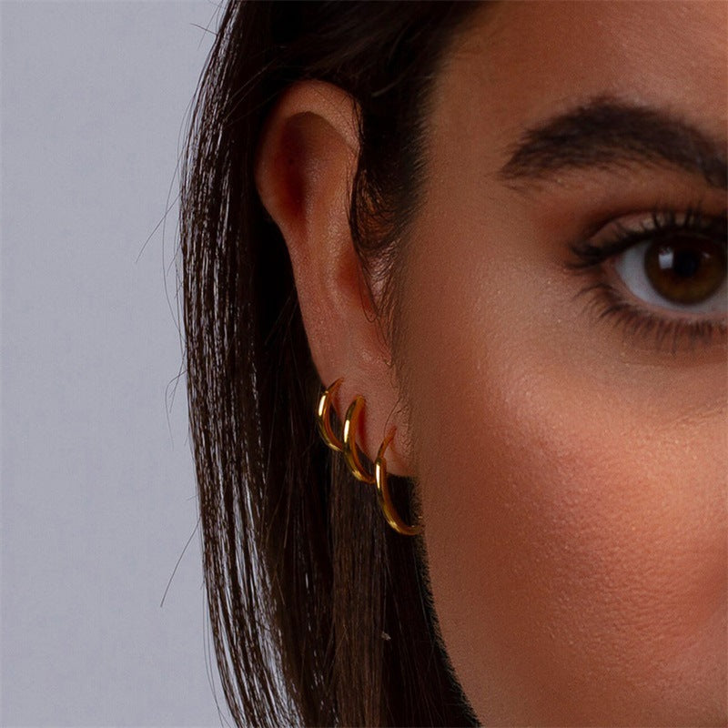 Classic Round Hoop Earrings | Ethically Sourced Stainless Steel with 14k Gold Plating 3