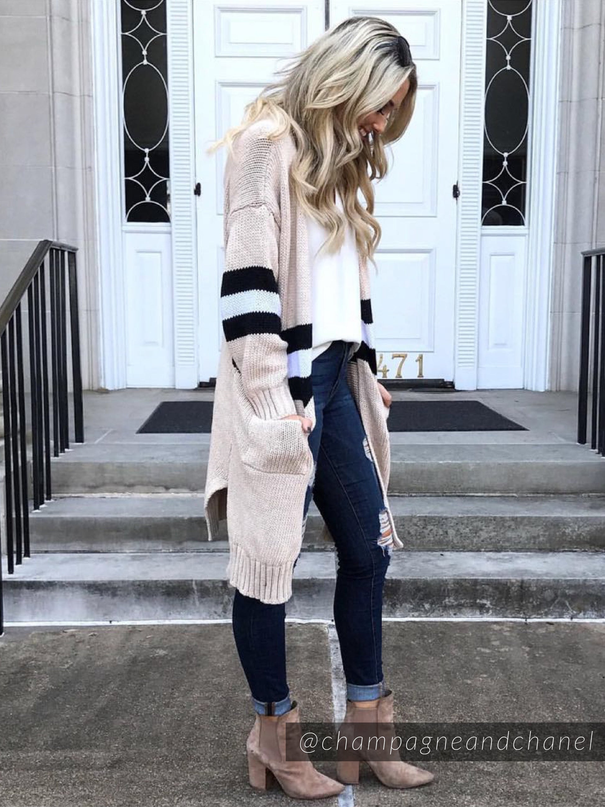 Colorblock Open Wrap Cardigan | Soft Knit with Front Pockets 1