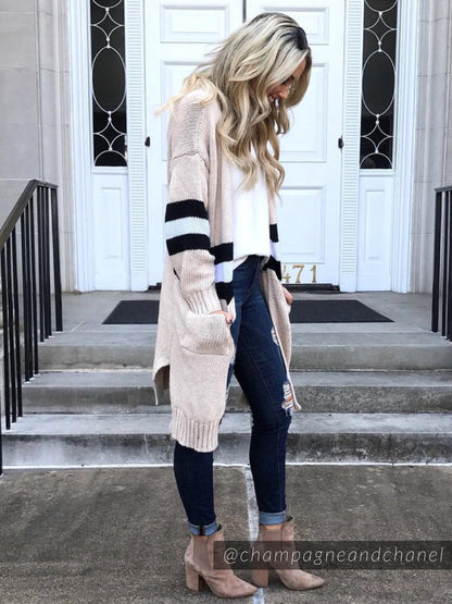 Colorblock Open Wrap Cardigan | Soft Knit with Front Pockets 1