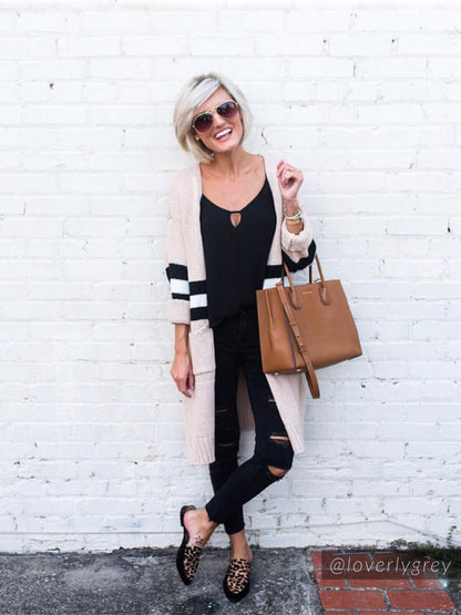 Colorblock Open Wrap Cardigan | Soft Knit with Front Pockets 2