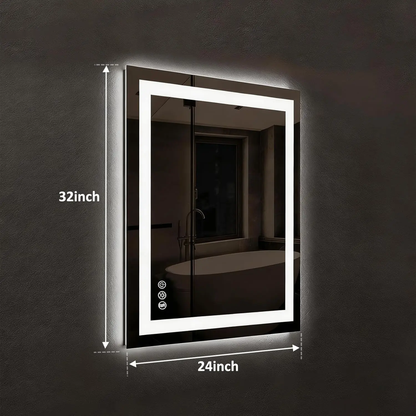 Espejo de baño LED compacto con borde luminoso