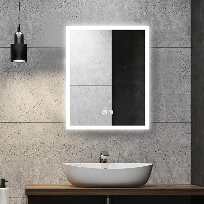 Espejo de baño LED compacto con borde luminoso
