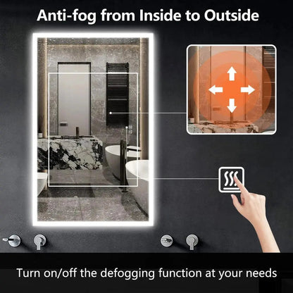 Espejo de baño LED compacto con borde luminoso