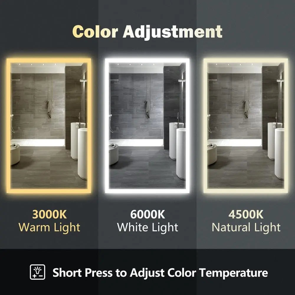 Espejo de baño LED compacto con borde luminoso