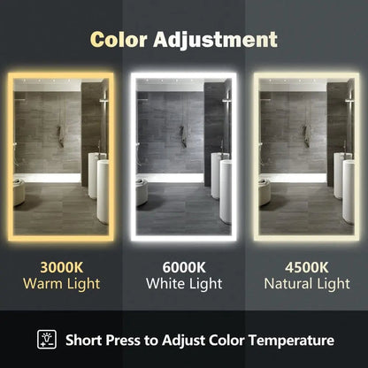 Espejo de baño LED compacto con borde luminoso