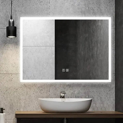 Espejo de baño LED compacto con borde luminoso
