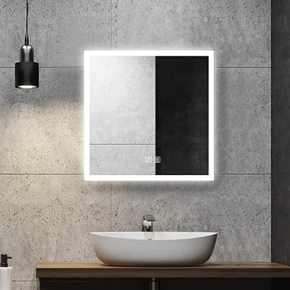 Espejo de baño LED compacto con borde luminoso
