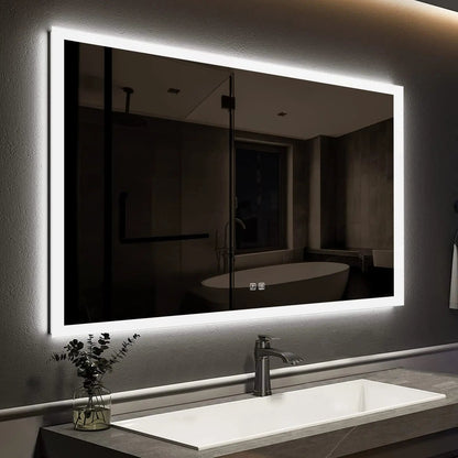 Espejo de baño LED compacto con borde luminoso