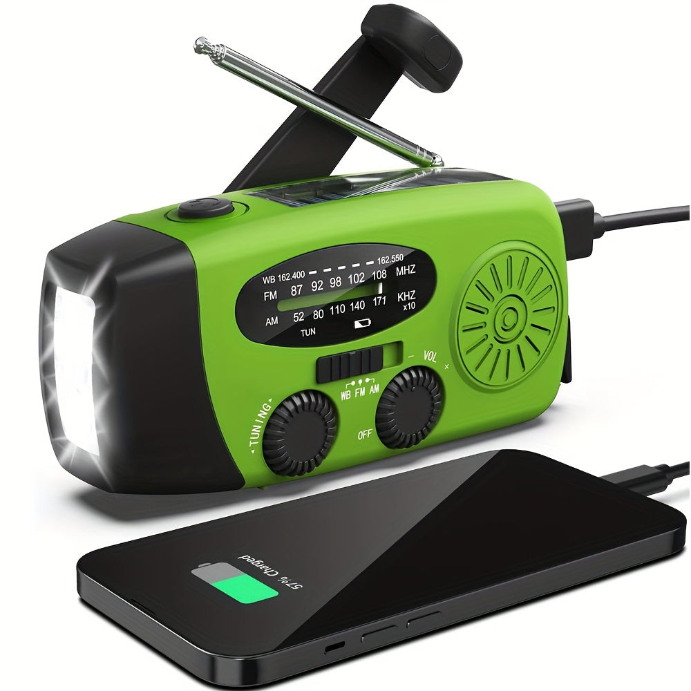 Compact Emergency Radio | Hand Crank & Solar Power Bank with NOAA Weather Alerts 0