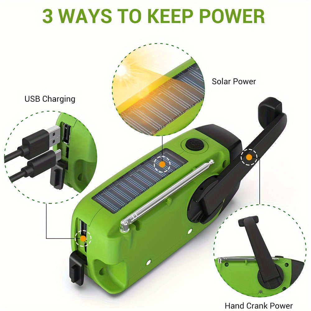 Compact Emergency Radio | Hand Crank & Solar Power Bank with NOAA Weather Alerts 2