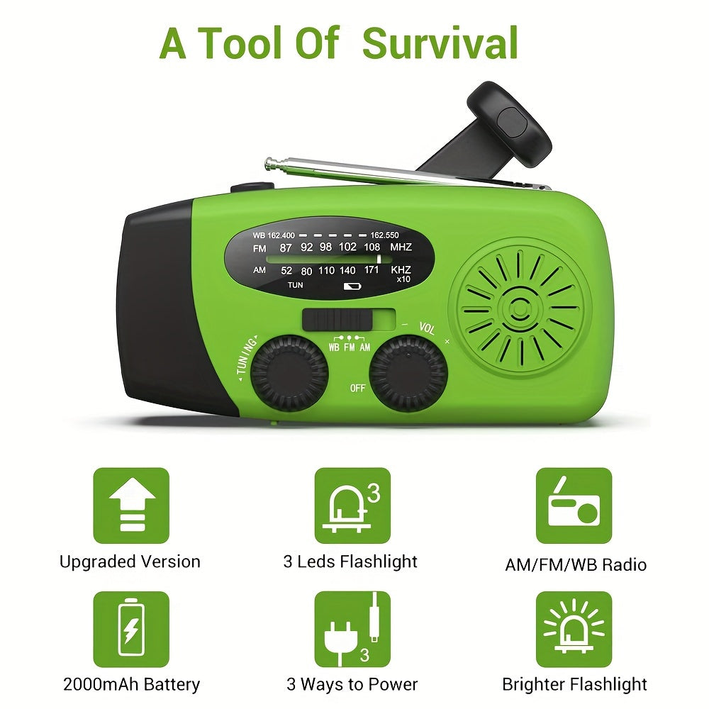 Compact Emergency Radio | Hand Crank & Solar Power Bank with NOAA Weather Alerts 3