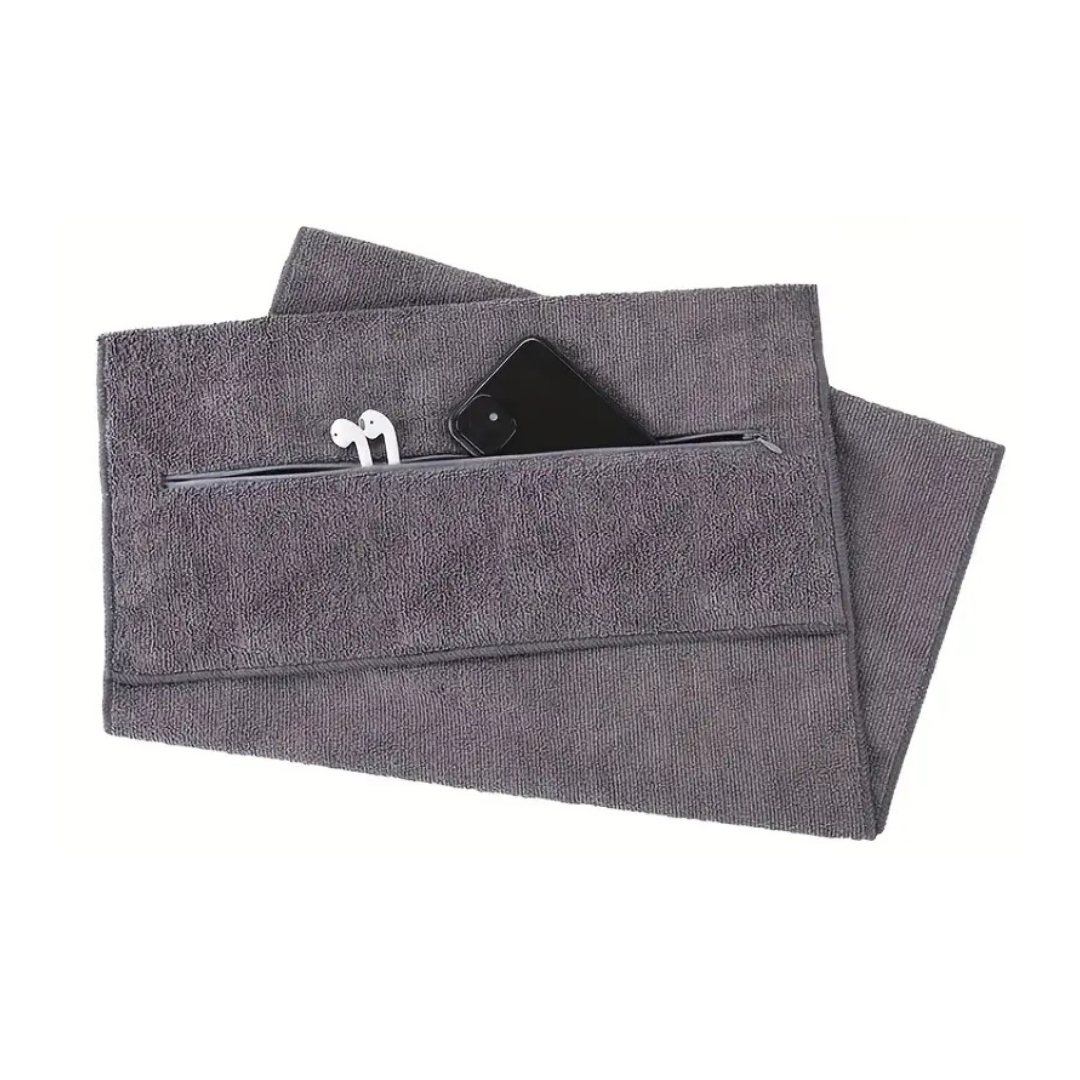 Compact Sports Gym Towel | Ultra Absorbent with Zipper Pocket 0