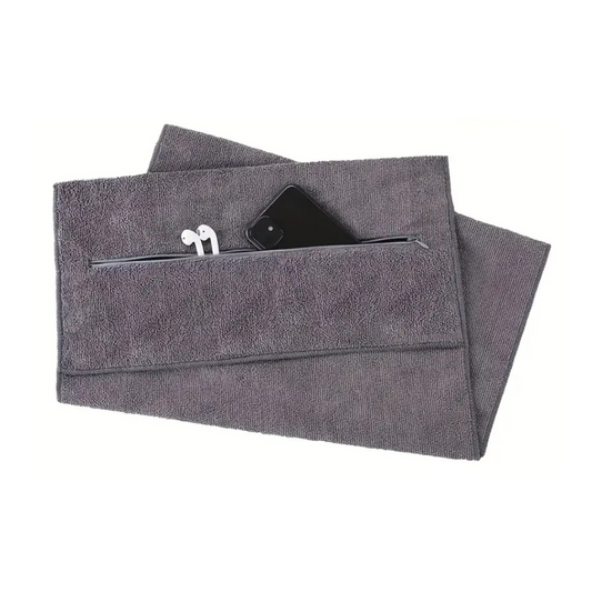 Compact Sports Gym Towel | Ultra Absorbent with Zipper Pocket 0