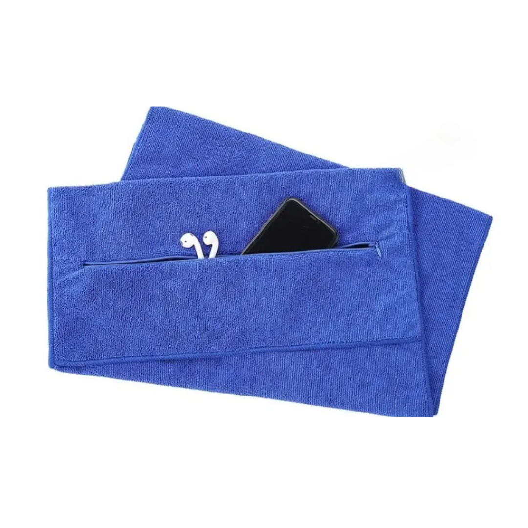 Compact Sports Gym Towel | Ultra Absorbent with Zipper Pocket 7