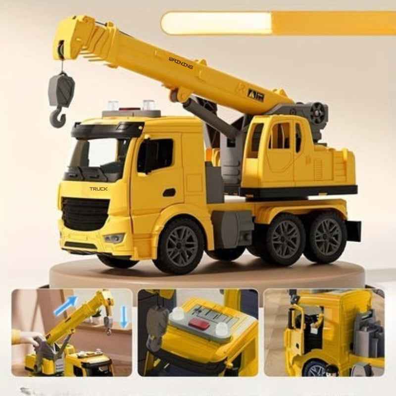 Construction Crane Truck Toy | Realistic Lights and Sounds for Kids 2