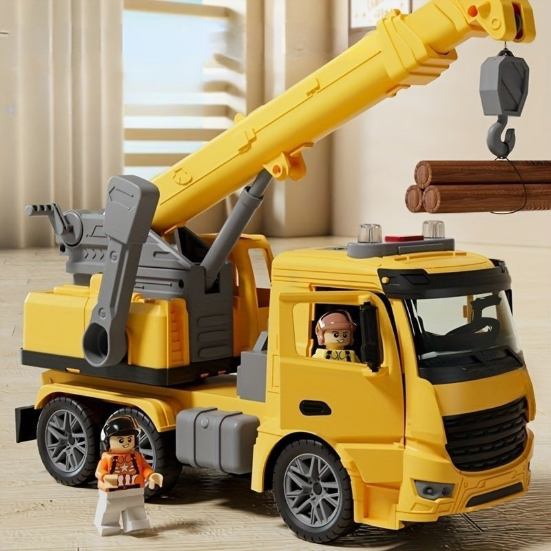 Construction Crane Truck Toy | Realistic Lights and Sounds for Kids 4