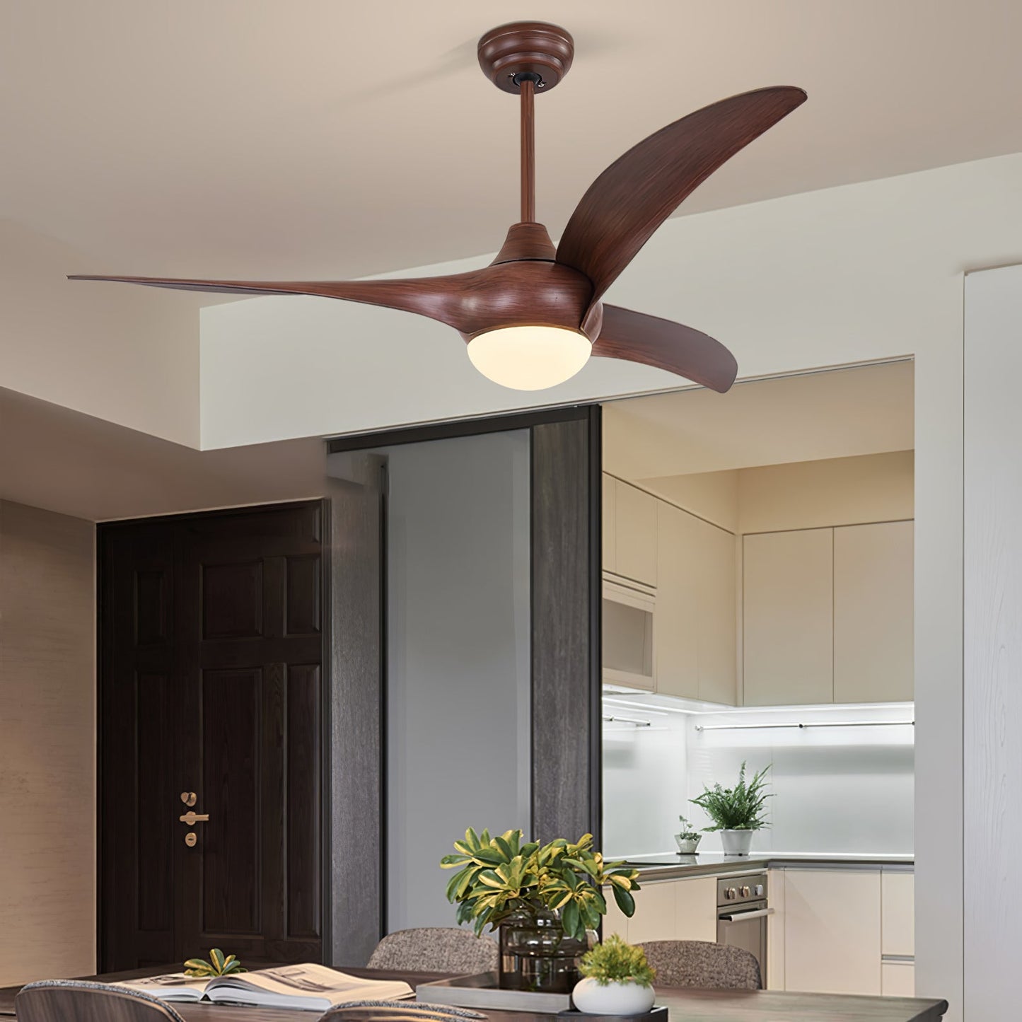 Contemporary 52-Inch LED Ceiling Fan Light with DC Motor & Remote Control 2